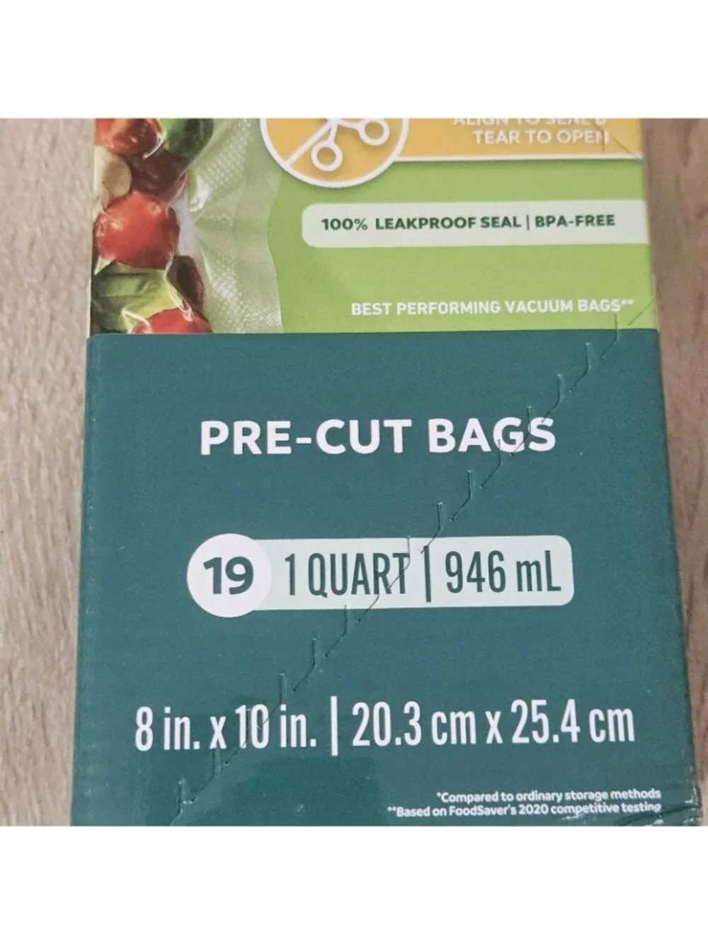 FoodSaver Vacuum Seal Zipper Bags, 1 Quart, 19 Count